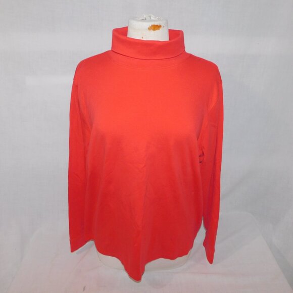 Lot 3 LL Bean Womens 2X Cotton Turtleneck Shirts Red Blue Burgundy - Picture 2 of 9